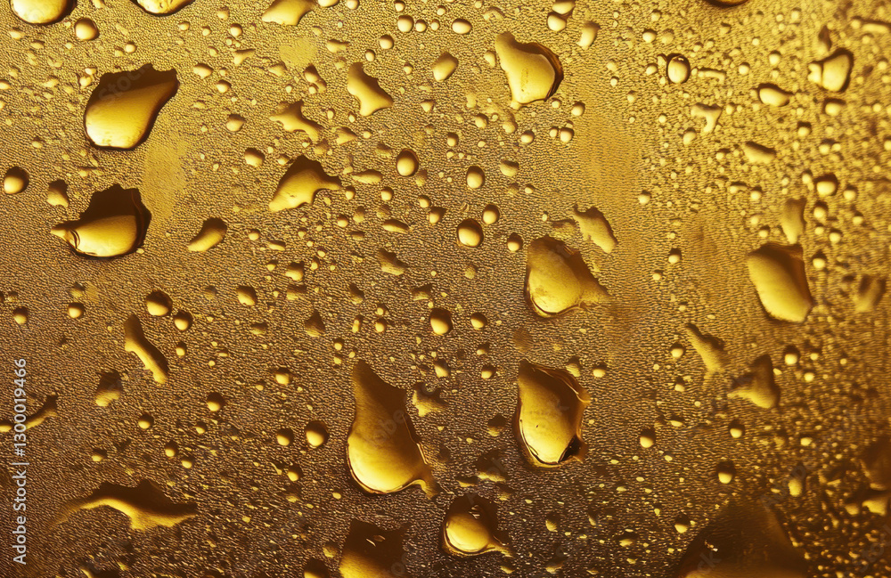 Golden Water Droplets on Glass with Condensation Texture Golden Water Droplets on Glass with Condensation Texture