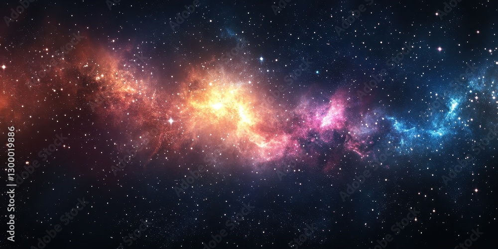 A colorful illustration showcasing a bright nebula within the vast cosmic space A colorful illustration showcasing a bright nebula within the vast cosmic space