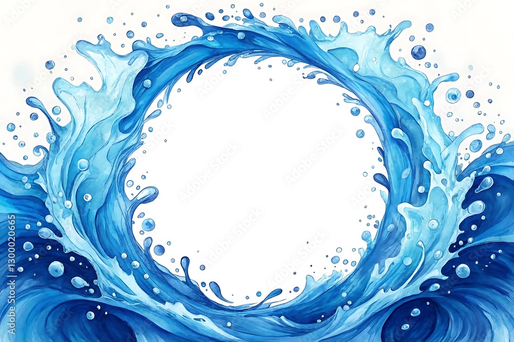 Fototapeta premium Stunning Blue Water Splash Frame Circular Wave Design for Branding