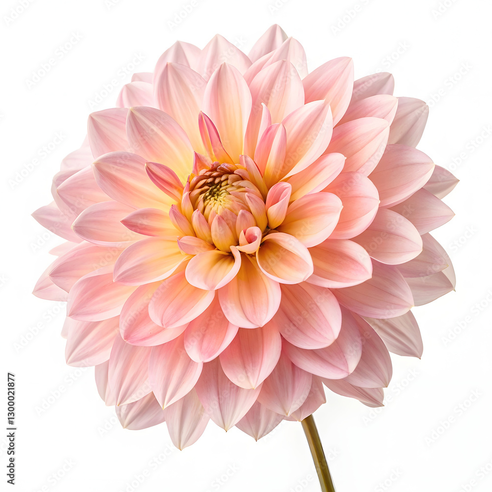 Close-up of a delicate, pastel pink dahlia. Close-up of a delicate, pastel pink dahlia.