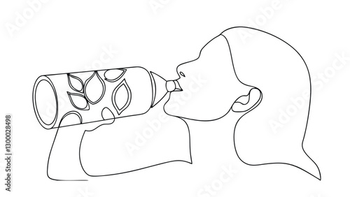 Woman Drinking Water from Ecofriendly Reusable Bottle Illustration