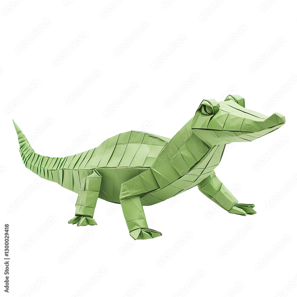 Fototapeta premium Paper Gharial Sculpture Isolated on Transparent background with Intricate Folded Design and Creative Craftsmanship