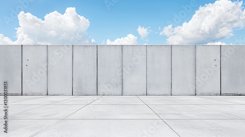 Wallpaper Mural Grey Concrete Wall and Floor Against Blue Sky with Clouds Torontodigital.ca