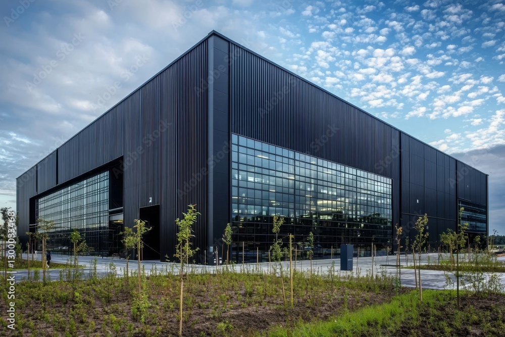 Obraz premium Contemporary warehouse architecture showcasing open space.
