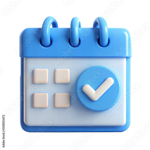 3D Calendar with Checkmark or Checklist Icon 