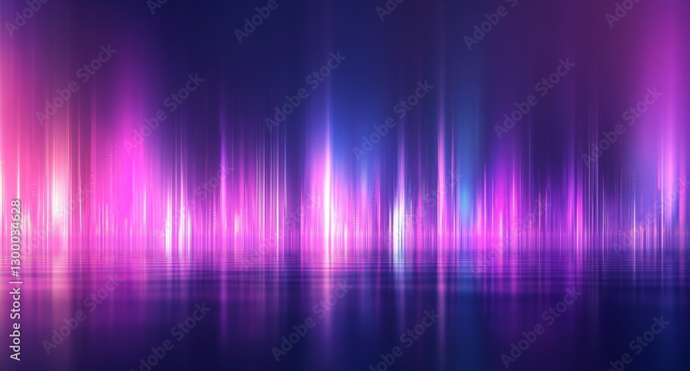 Abstract background with vibrant neon purple, pink, and blue vertical light streaks reflecting on a dark surface. Abstract background with vibrant neon purple, pink, and blue vertical light streaks reflecting on a dark surface.