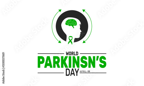 World Parkinson’s Disease Day. April 11.  Holiday concept. suitable for placard, background,Greeting Card, Poster design template 
with text inscription, standard Social Media Post.
