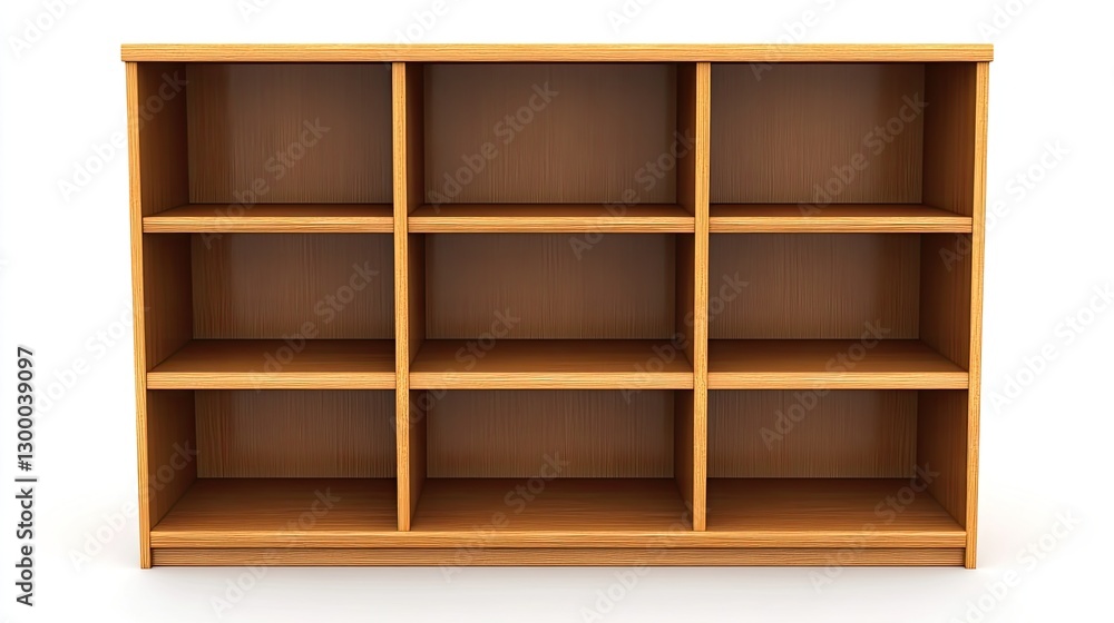 A modern bookshelf with clean lines, empty shelves, and surrounding space for design, product branding, or promotional text. A modern bookshelf with clean lines, empty shelves, and surrounding space for design, product branding, or promotional text.
