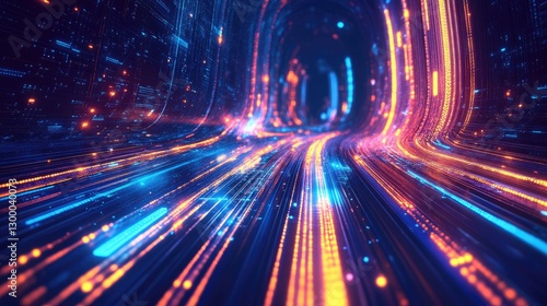 A set of interconnected wires with glowing lights  representing high-tech infrastructure  with surrounding space for design elements.