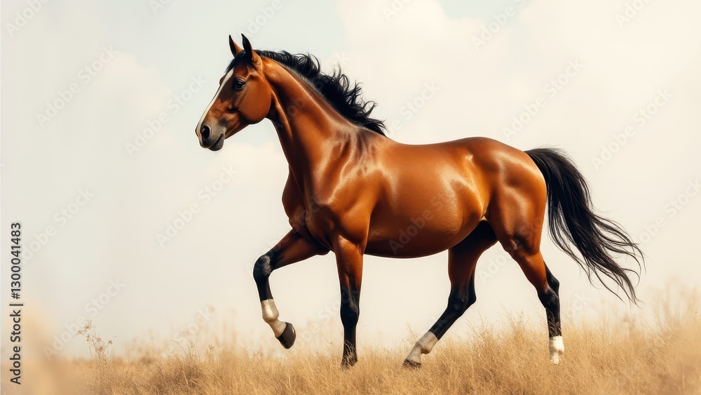 A stunning art painting horse galloping through a field, showcasing its powerful and graceful movement. A stunning art painting horse galloping through a field, showcasing its powerful and graceful movement.