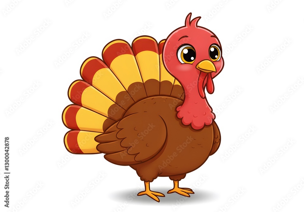 Naklejka premium Adorable Cartoon Turkey Thanksgiving Illustration Design