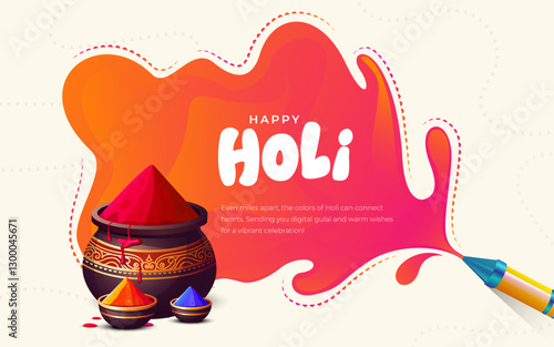 Happy Holi Festival Banner Background Design with Vibrant Colors