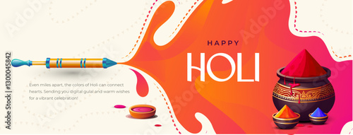 Happy Holi Festival Cover Banner Background Design Template with Vibrant Colors