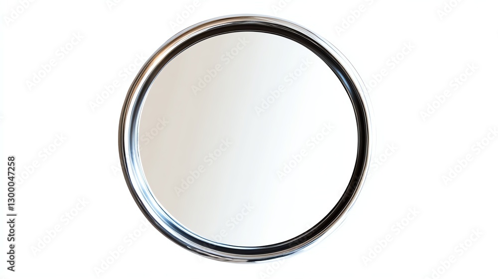 Round mirror with a sleek black frame on a white isolated background. Round mirror with a sleek black frame on a white isolated background.