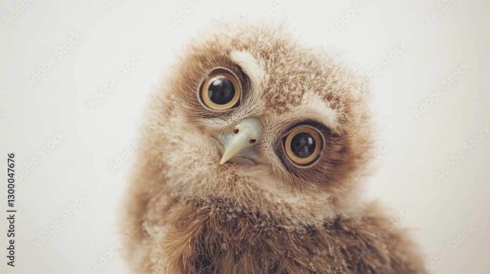 Obraz premium Curious baby owl examining its soft feathers nest wildlife photography forest close-up inquisitive nature