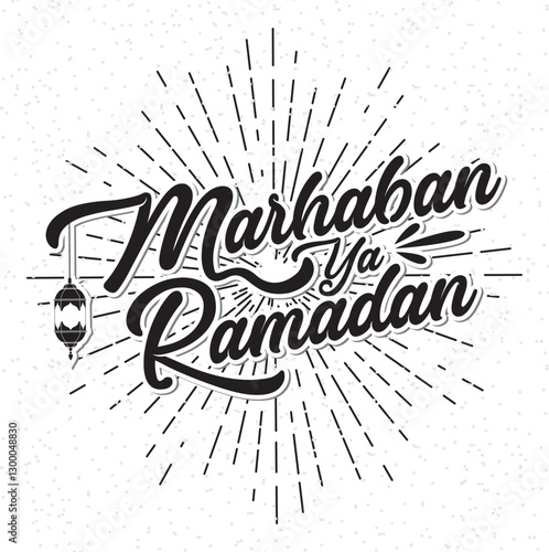 Marhaban ya Ramadan  Sign. Vector typographic illustration of handwritten Marhaban ya Ramadan 