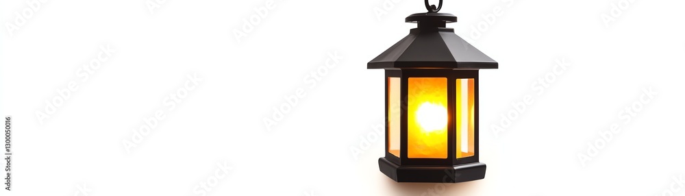 Traditional lantern casting warm light, white isolate background. Traditional lantern casting warm light, white isolate background.