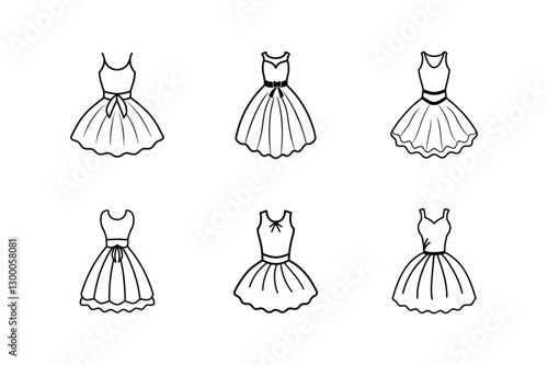 tulle dress sketch icon art vector illustration