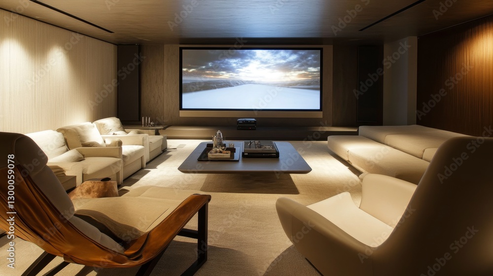 Fototapeta premium Designing a minimalist tv room contemporary home interior design modern environment stylish aesthetic