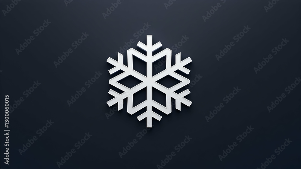 Elegant White Snowflake Icon on Dark Background for Winter Themes Elegant White Snowflake Icon on Dark Background for Winter Themes