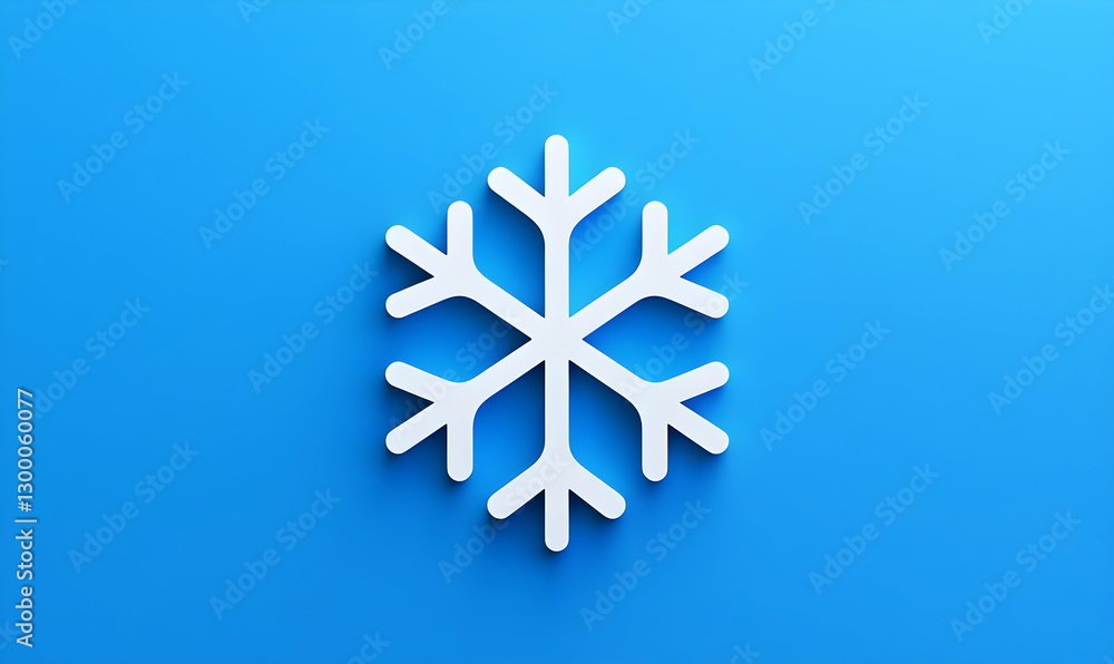 Simple White Snowflake Icon on Blue Background for Winter Themes Simple White Snowflake Icon on Blue Background for Winter Themes