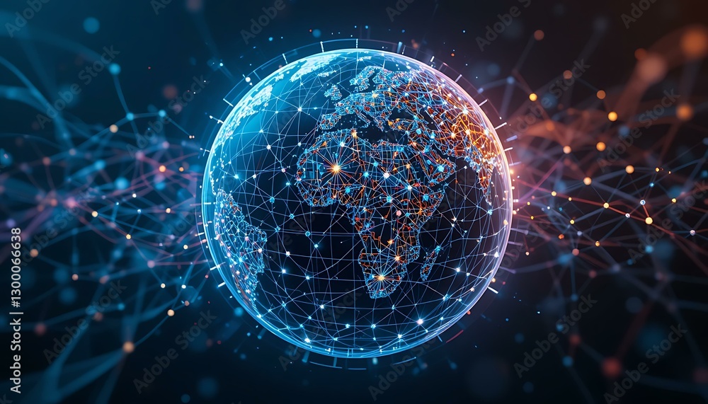 Obraz premium Global Network: Visualizing the interconnected world of data and communication