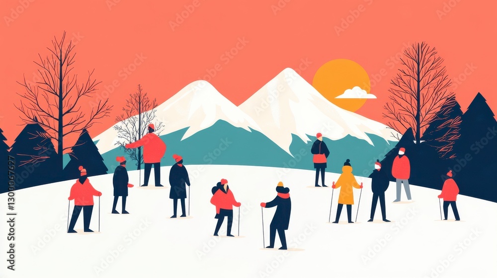 Fototapeta premium People Enjoying Mountain Adventure Activities Outdoors