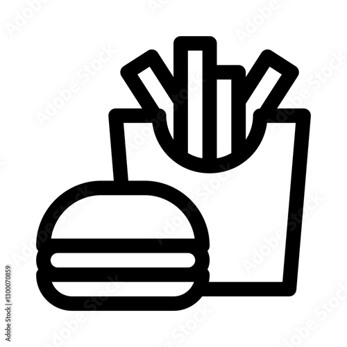 Burger & Fries Combo line icon