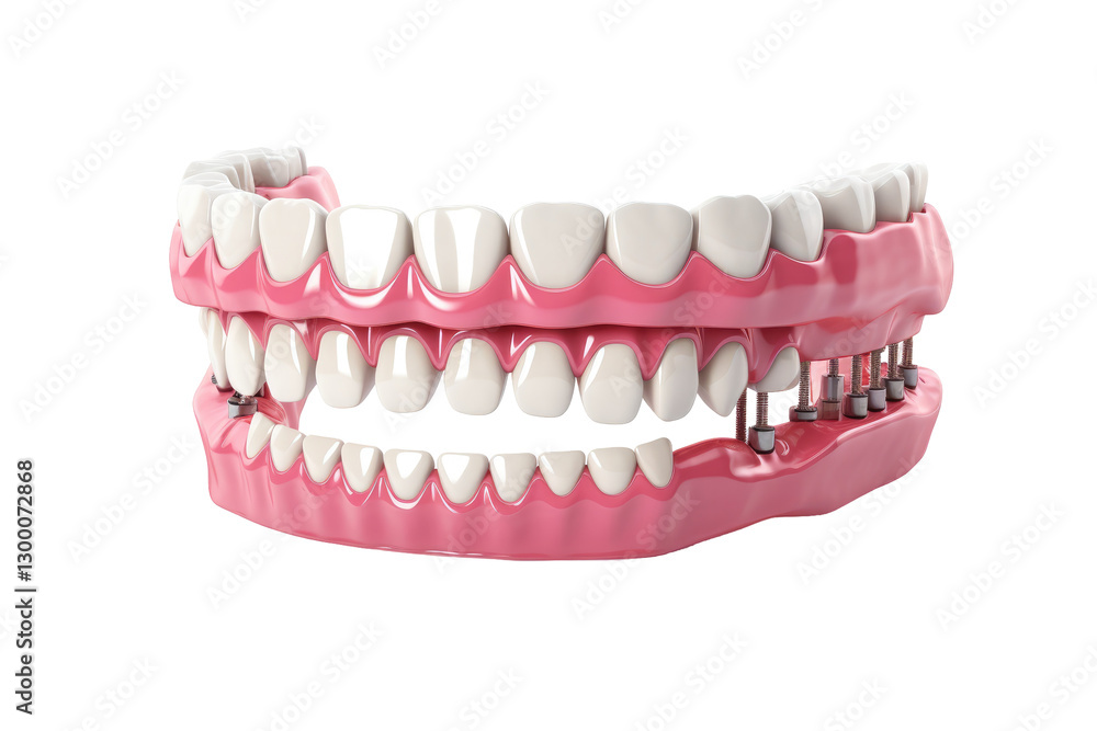 Fototapeta premium 3D render for denture is orthopedic dentistry on transparent background
