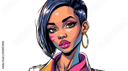 African-American woman with bold makeup 