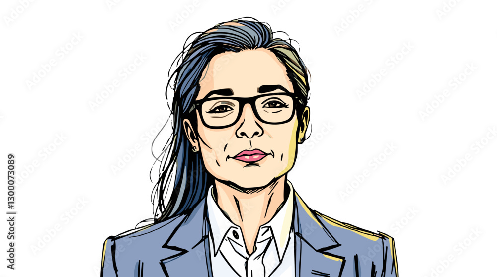 featuring a professional woman in business attire with glasses featuring a professional woman in business attire with glasses