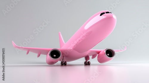 Pink Airplane Isolated On Light Gray Background