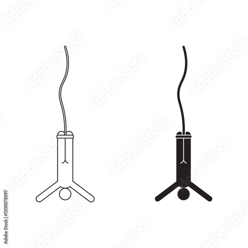 outline silhouette Bungee jumping icon set isolated on white background