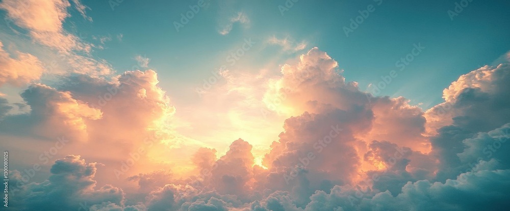 Golden Hour Sky With Fluffy Clouds Golden Hour Sky With Fluffy Clouds