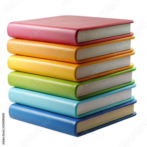 Stack of colorful books isolated on a transparent background