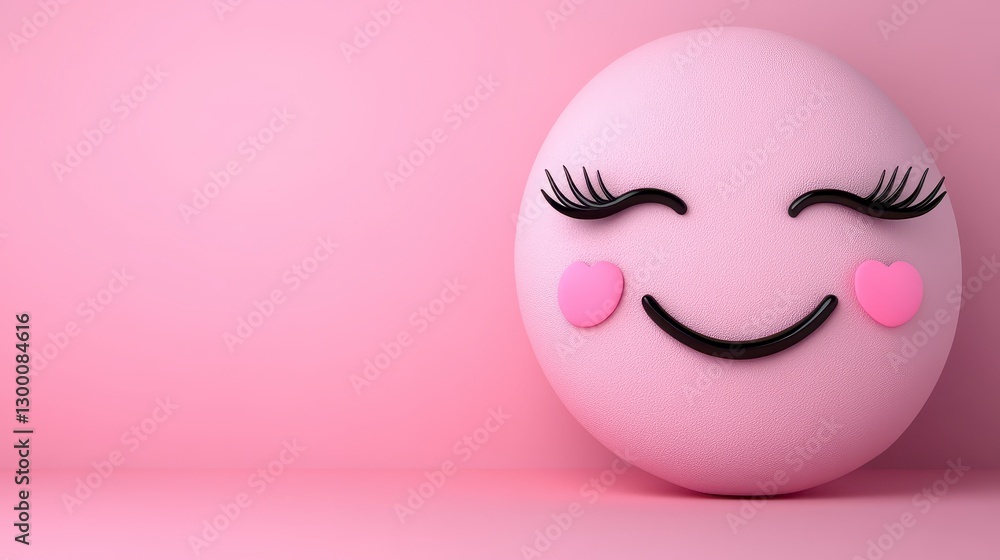 Pink Emoji Face Illustration With Closed Eyes Pink Emoji Face Illustration With Closed Eyes