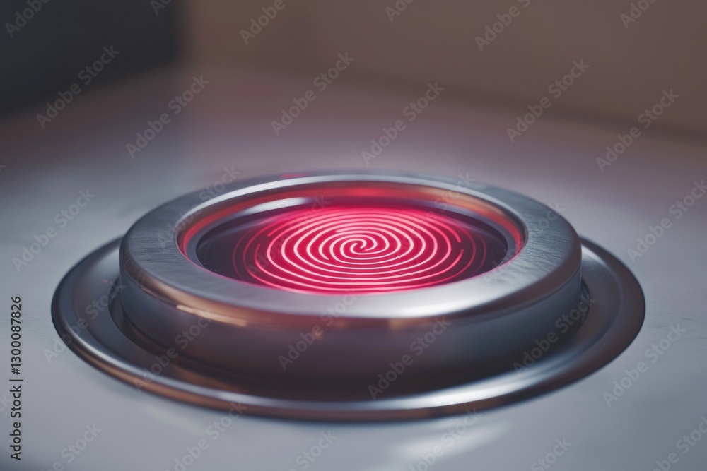 Modern Induction Cooktop with a Glowing Red Spiral Creating a Focal Point of Technological Innovation Modern Induction Cooktop with a Glowing Red Spiral Creating a Focal Point of Technological Innovation