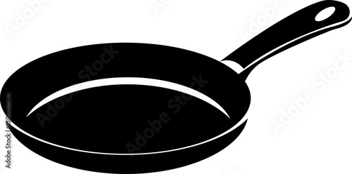 Pan icon.cooking kitchen, skillet cook, black iron pot frying pan vector illustration.Skillet for frying, cooking pancakes. Kitchen utensil in flat vector illustration.
