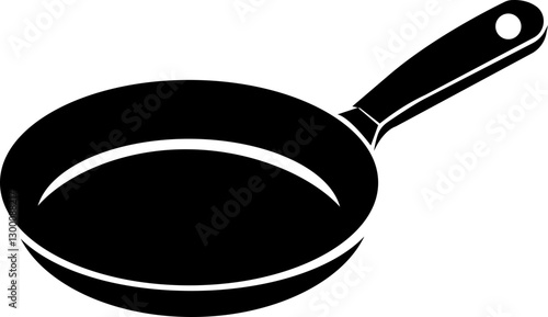 Pan icon.cooking kitchen, skillet cook, black iron pot frying pan vector illustration.Skillet for frying, cooking pancakes. Kitchen utensil in flat vector illustration.