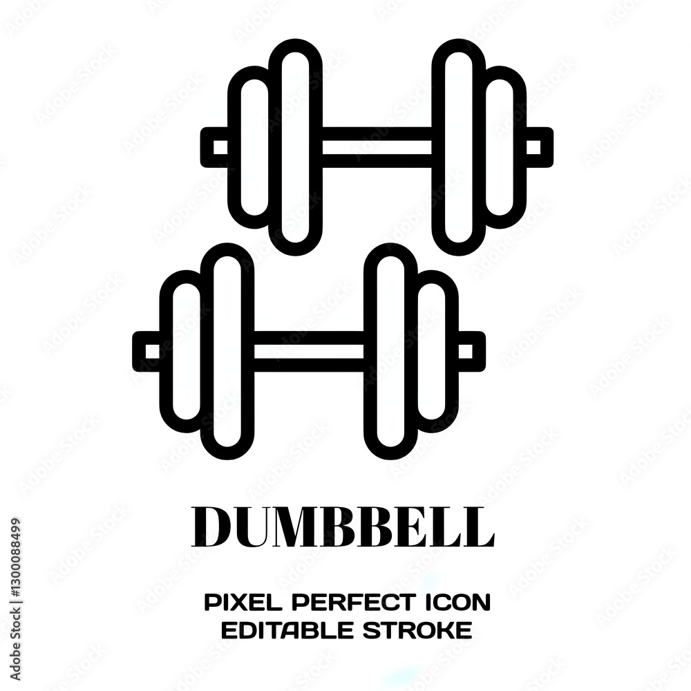 Dumbbell symbol, featuring an editable stroke outline icon isolated on white background flat vector illustration. Pixel perfect Dumbbell symbol, featuring an editable stroke outline icon isolated on white background flat vector illustration. Pixel perfect