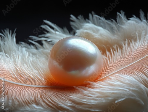 Celebrating Women: A Pearl of Strength and Resilience Nestled on Soft Feathers, Symbolizing Grace, Beauty, and the Achievements of Women Everywhere