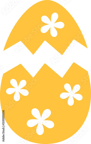 Colorful cracked Easter egg. 
Spring Easter egg cracked in half flat vector illustration isolated. 
Good for greeting card,poster, banner, leaflet.
Transparent background.