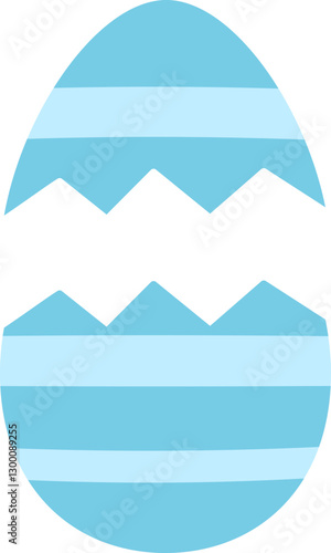 Colorful cracked Easter egg. 
Spring Easter egg cracked in half flat vector illustration isolated. 
Good for greeting card,poster, banner, leaflet.
Transparent background.
