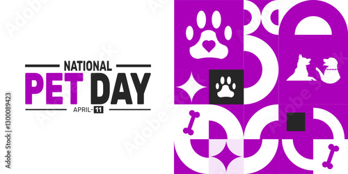 National Pet Day. April 11. Holiday concept. suitable for placard, background,Greeting Card, Poster design template with text inscription, standard Social Media Post.