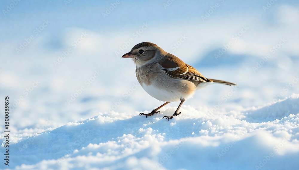 Small Brown Bird on Snowy Ground Winter Wildlife Photography Nature Scene Small Brown Bird on Snowy Ground Winter Wildlife Photography Nature Scene