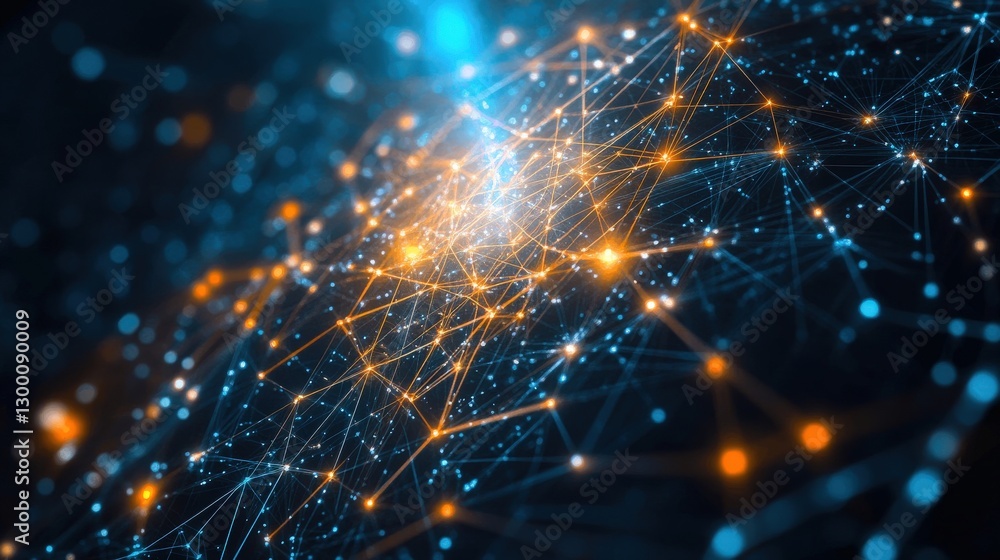 Obraz premium Abstract Network Nodes Illuminated Connections