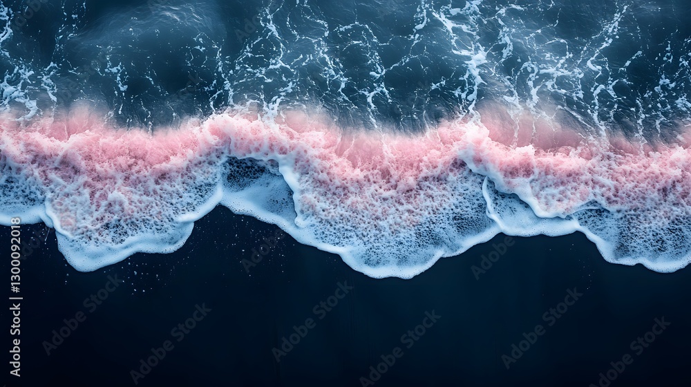 Fototapeta premium waves crashing on to the beach at the final sun light of the day, golden hour effect