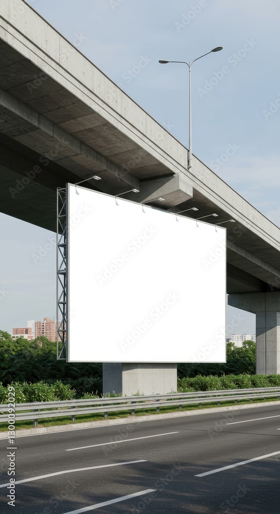 Obraz premium Blank Billboard Under Highway Overpass: Advertising Space