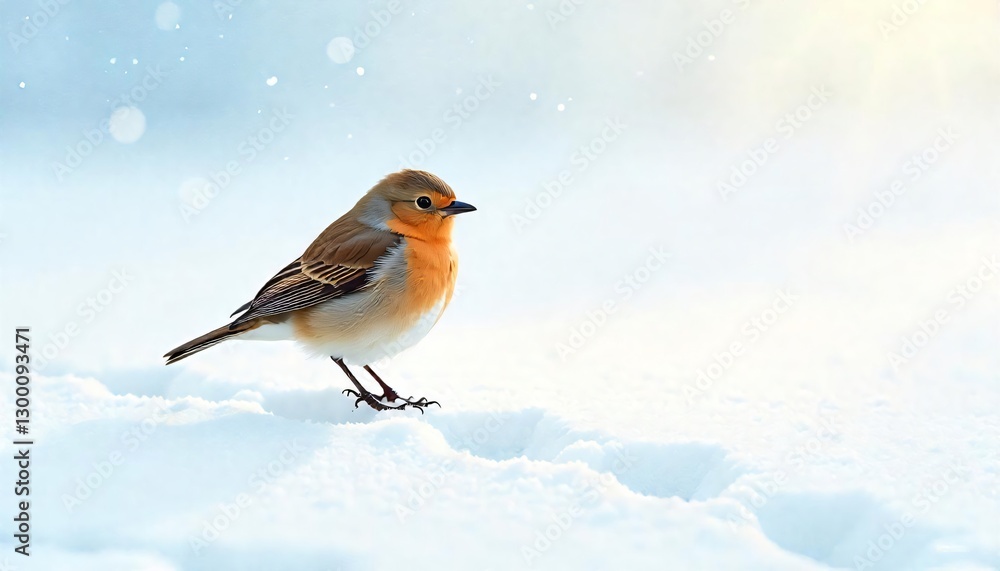 European Robin Bird in Winter Snow Peaceful Nature Scene Wildlife Photography European Robin Bird in Winter Snow Peaceful Nature Scene Wildlife Photography