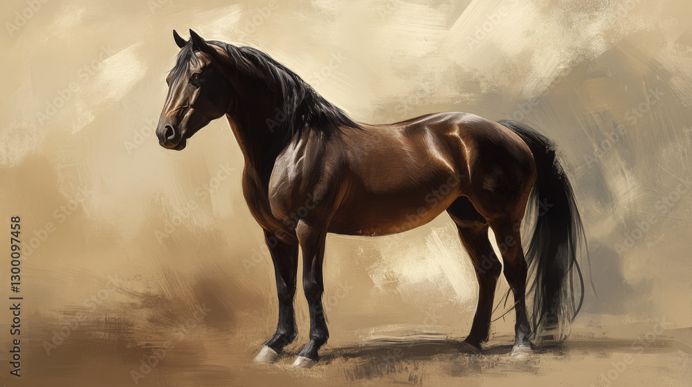 Digital painting of a brown horse with realistic lighting and fine detail on a neutral background
Digital painting of a brown horse with realistic lighting and fine detail on a neutral background